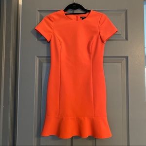 Ann Taylor Flounce Office Orange Work Dress 00P